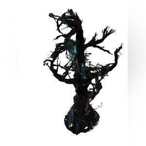VTG Hallmark Spooky Black Light Up Fiber Optic Tree Decor 18” Halloween Creepy
